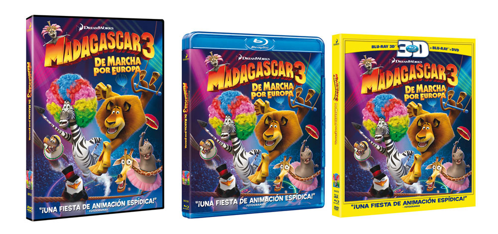 Madagascar 3. Caratulas DVD y Blu-Ray