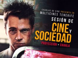 Charlas de Cine celebra el 20º aniversario de ‘EL CLUB DE LA LUCHA’, con un foro sobre cine y sociedad Cartel del Foro Cine y Sociedad de Charlas de Cine.