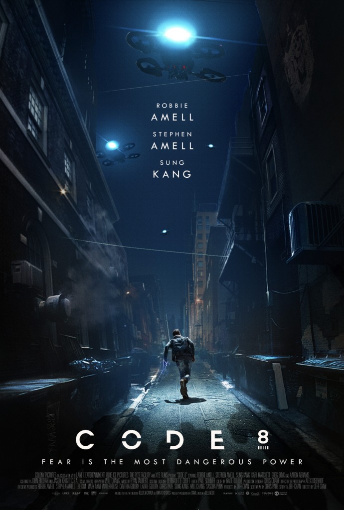 Póster de 'Código 8', adaptación al largometraje del corto homónimo dirigido por Jeff Chan en 2016.