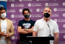 La Laguna acoge la I MUESTRA DE CINE ESPAÑOL DE TENERIFE, dedicada a Santiago Tabernero De izquierda a derecha, el alcalde de La Laguna Luis Yeray Gutiérrez, Eduardo Noriega y Santiago Tabernero.