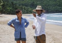 TIEMPO: M. Night Shyamalan habla sobre la localización escogida para el rodaje Gael García Bernal y M. Night Shyamalan en el set de Tiempo (Old).