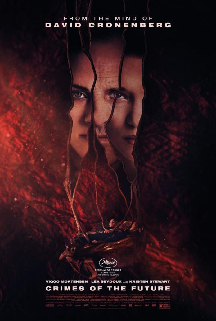Póster de Crimes of the future, de David Cronenberg.