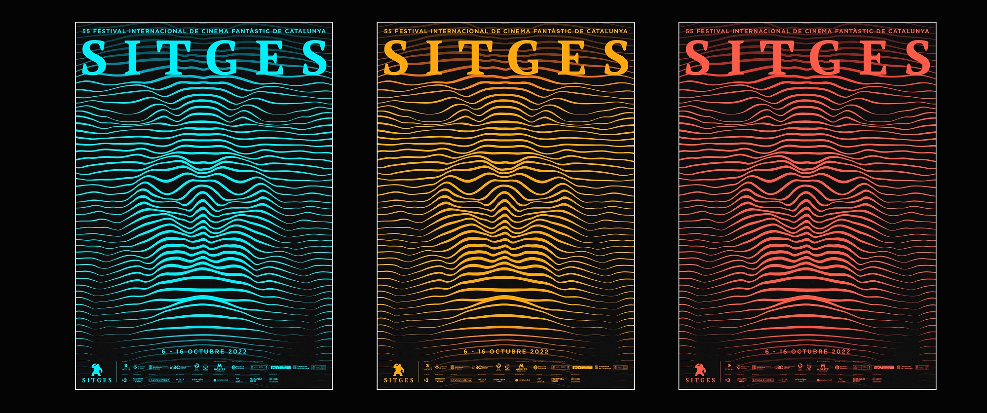 Distintas versiones del cartel oficial de Sitges 2022.
