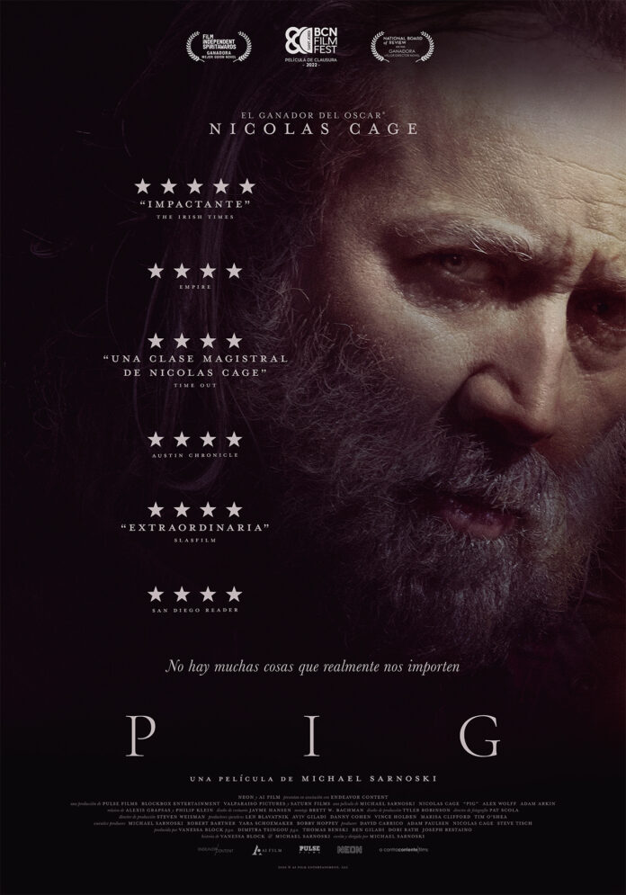 Póster de Pig, con Nicolas Cage.