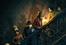 Primer tráiler y póster de HAUNTED MANSION: Bienvenidos, necios mortales Danny DeVito, Tiffany Haddish, Owen Wilson, Lakeith Stanfield, Rosario Dawson y el niño Chase Dillon, en la escalera de la nueva Mansión Encantada.