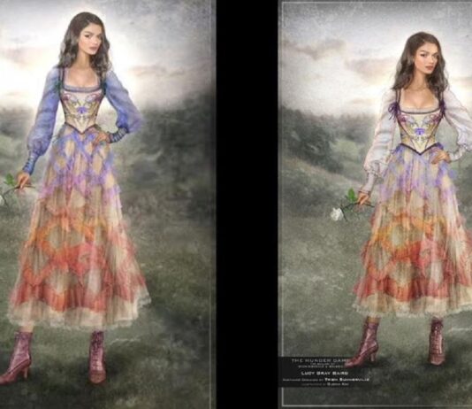 El vestuario de LOS JUEGOS DEL HAMBRE: BALADA DE PÁJAROS CANTORES Y SERPIENTES Diseño de vestuario del personaje de Lucy Gray Baird, en Los Juegos del Hambre: Balada de pájaros cantores y serpientes.