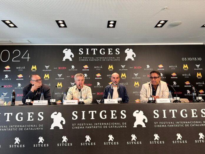 De izquierda a derecha, Jordi Sánchez Navarro, Edmon Roch, David Baute y Diego Navarro, en la presentación de Mariposas Negras en Sitges 2024.