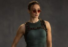 Primera imagen de Sophie Turner como Lara Croft en la serie TOMB RAIDER Jay Maidment para Prime Video. Imagen tomada en los estudios de rodaje de Tomb Raider.