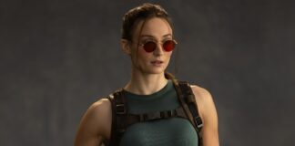 Primera imagen de Sophie Turner como Lara Croft en la serie TOMB RAIDER Jay Maidment para Prime Video. Imagen tomada en los estudios de rodaje de Tomb Raider.